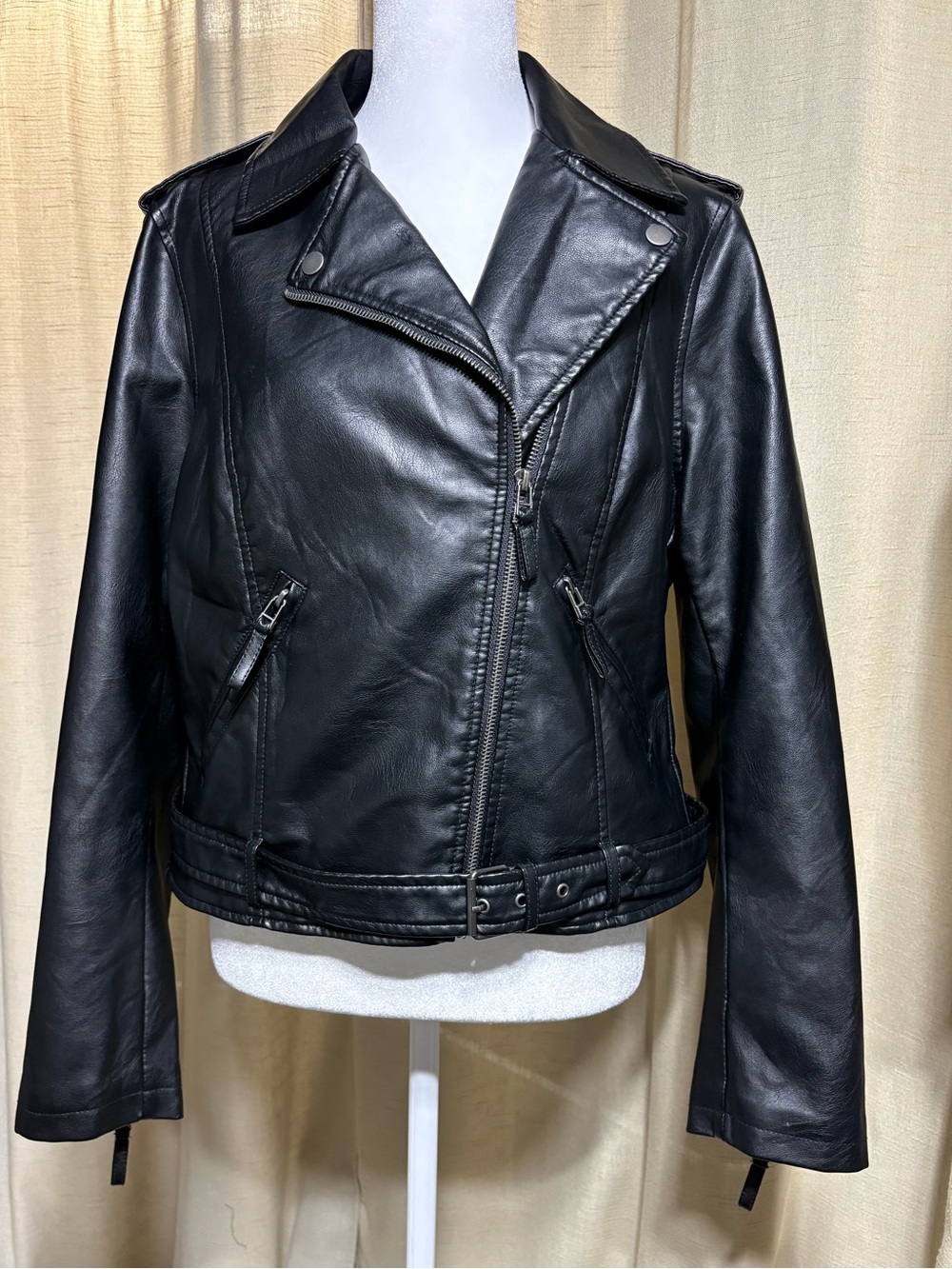 Max Studio London Black Faux Leather Moto Jacket